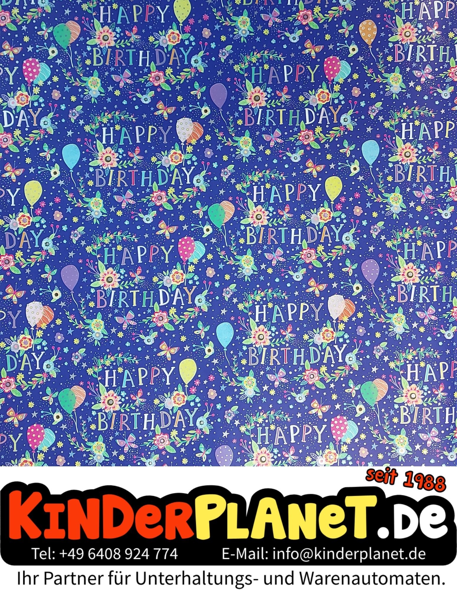 Geschenkpapier Happy Birthday Blau