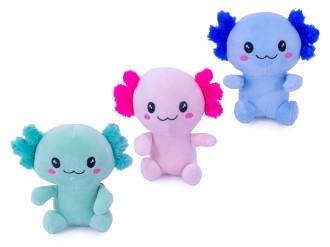 Axolotl Plüschfigur, 15 cm, 3 verschiedene Figuren, sitzend
