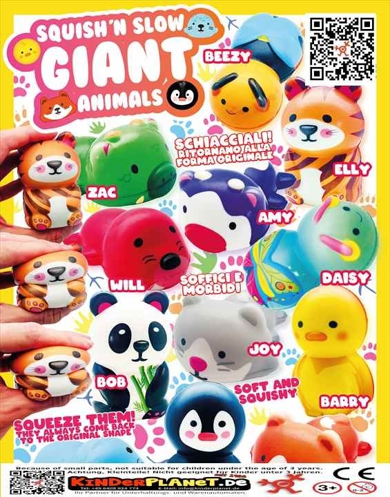 Squishn Slow GIANT Animals Figuren in 90 mm Kapsel