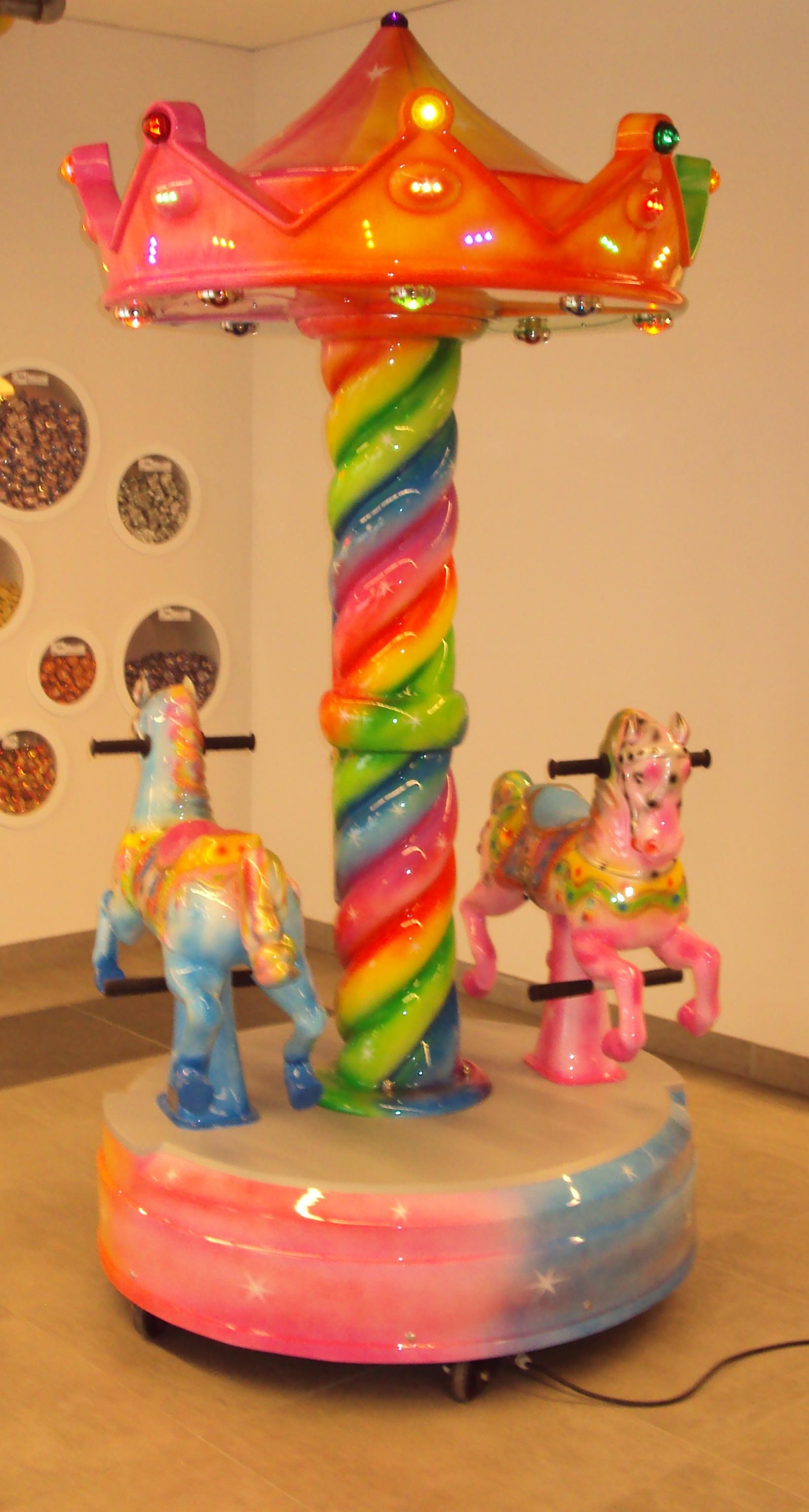 Karussell 2 x Pony in Pastellfarben mit LED