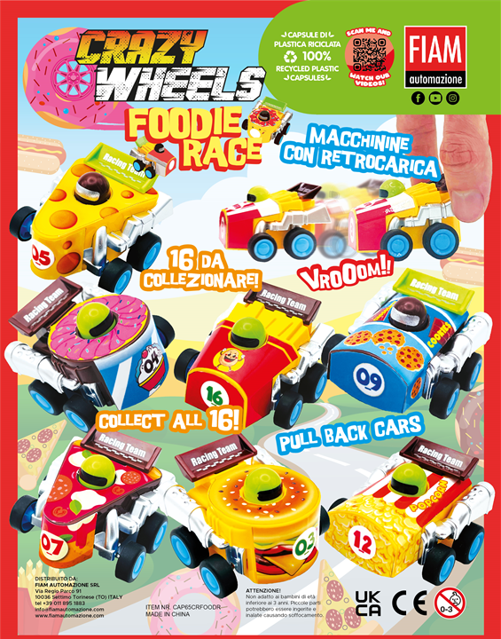 Crazy Wheels - Aufziehbare Autos in 65mm Kapsel
