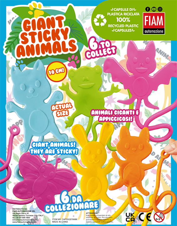 Giant Sticky Animals in 55mm Kapsel