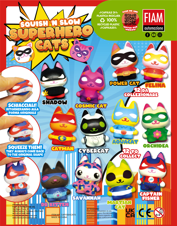 Squish n Slow SuperHERO Cats in 55mm Kapsel
