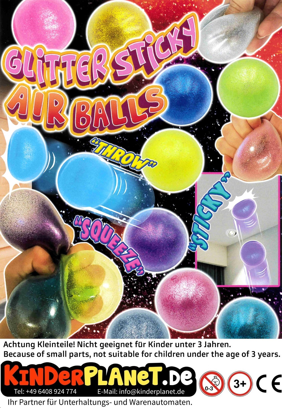 Glitter Sticky Air Balls in 65mm Kapsel