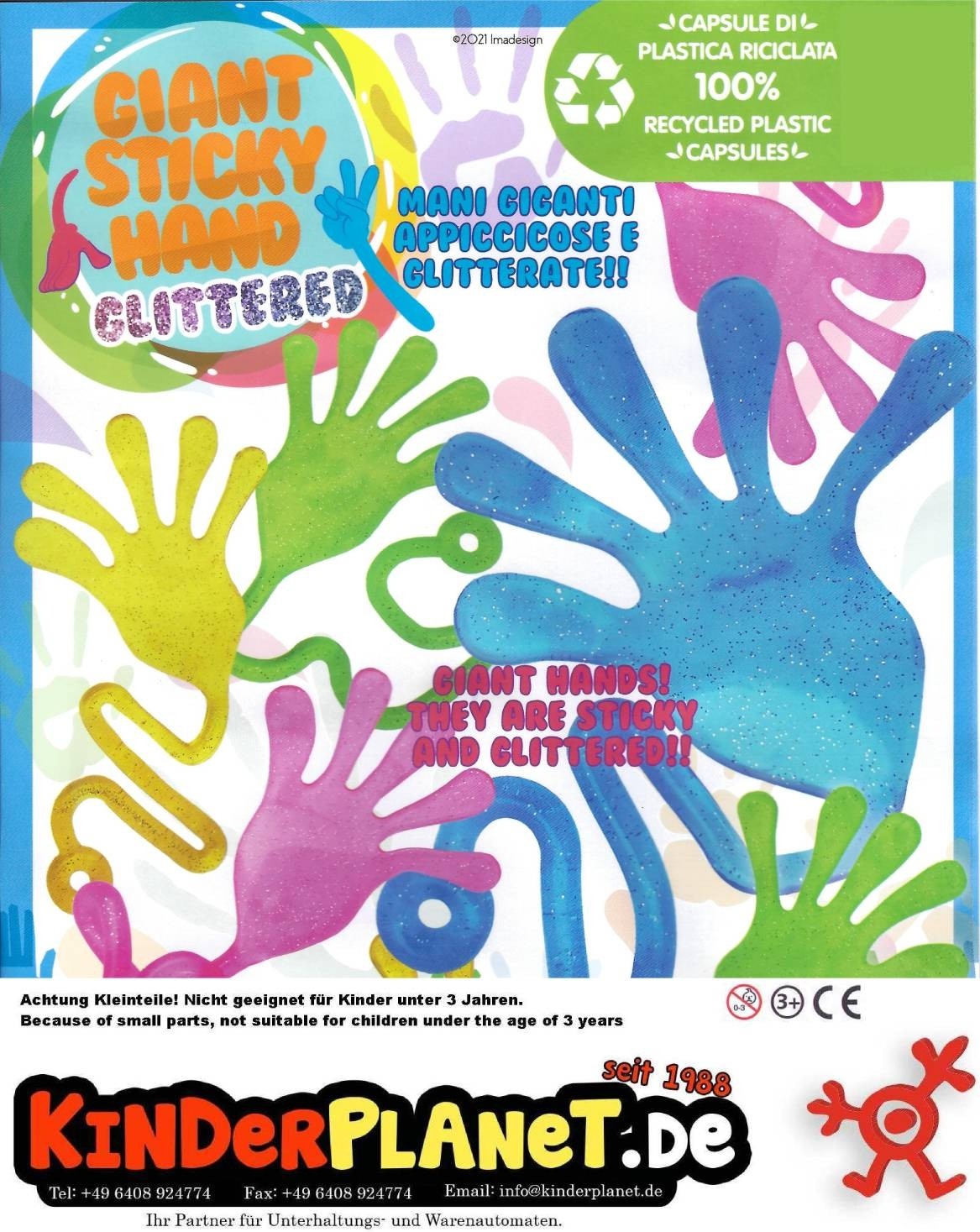 Giant Sticky Hand Glitter in 55mm Kapsel